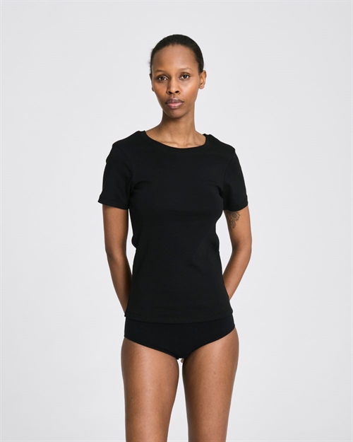 GAI+LISVA TRILLE COTTON TOP 1X1 RIB TEE BLACK